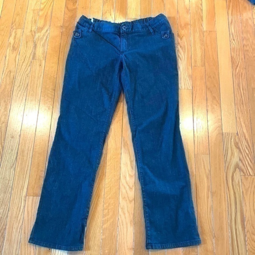 Liz Lange Maternity Blue Denim Jeans Size 4 Adjustable Waist Inseam 30”